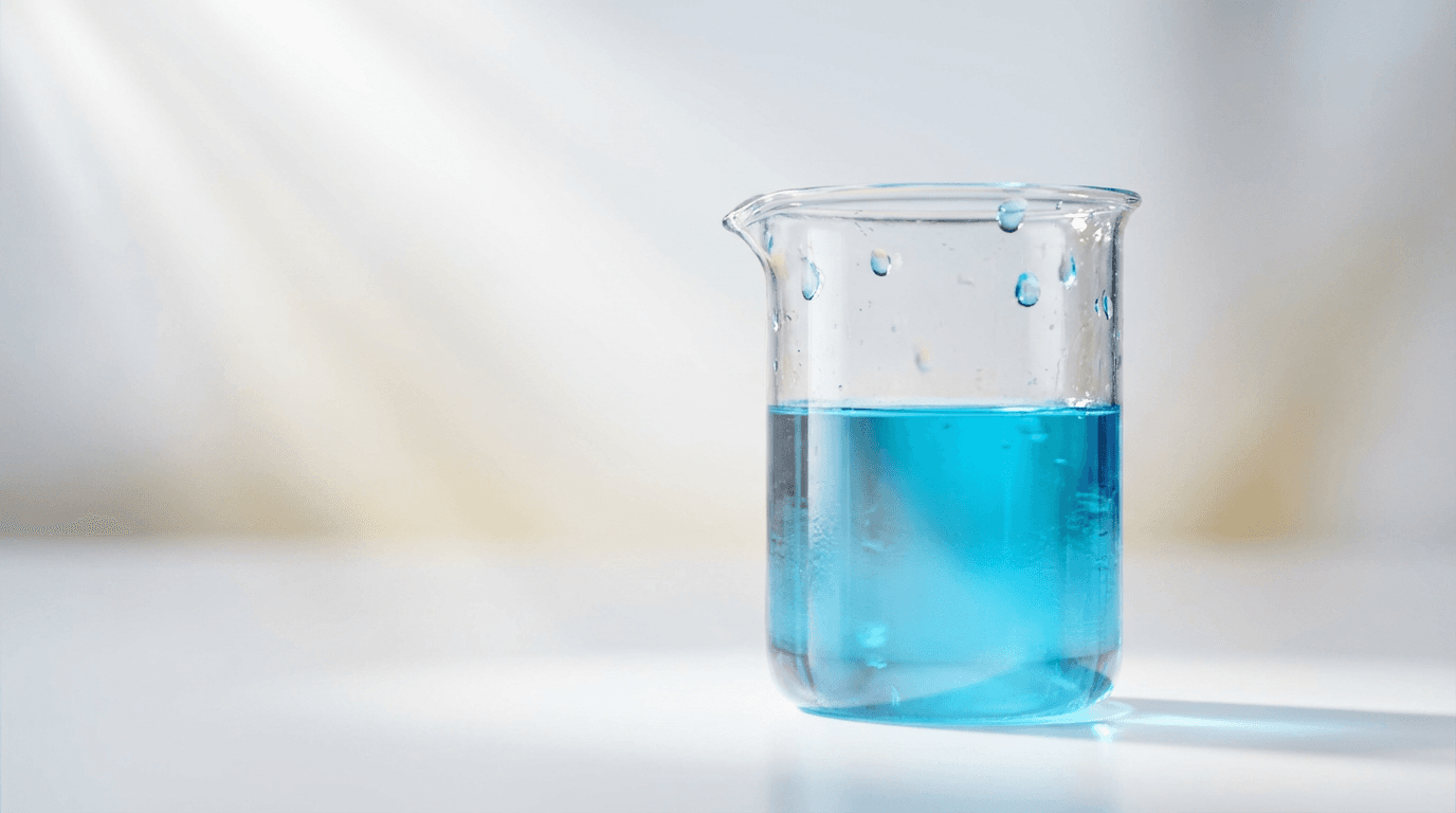 Rows of 2ml HPLC vials with blue screw caps on a lab bench